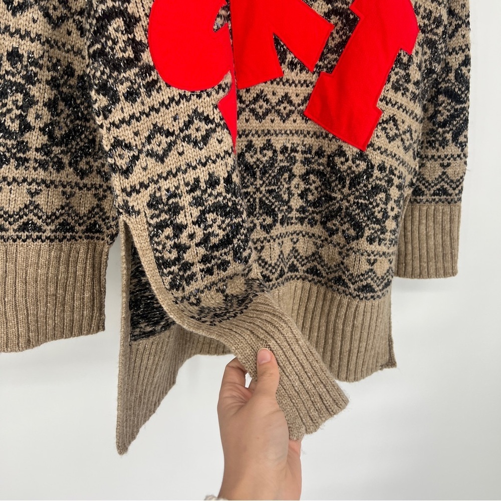 Free People Mt. Snow "SKI" Half Zip Collared Winter Knit Pullover Tunic Sweater - Picture 4 of 11